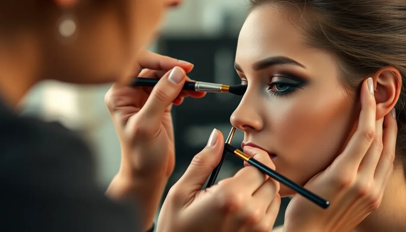 Maquillage et coiffure sublimer le mannequin face à la caméra